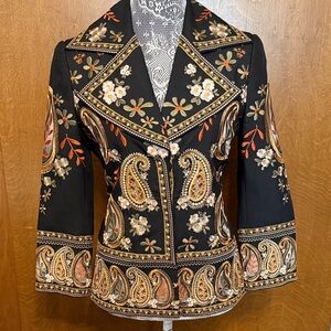 Silk Embroidered Black Paisley Women's Jacket